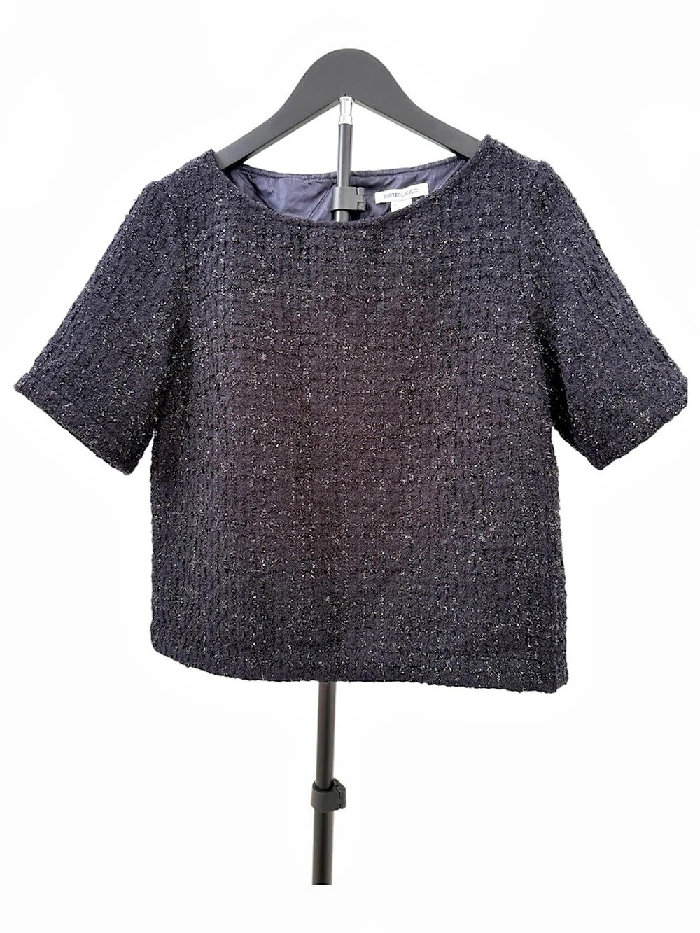 Suiteblanco Textured Short Sleeve Blouse Black Medium